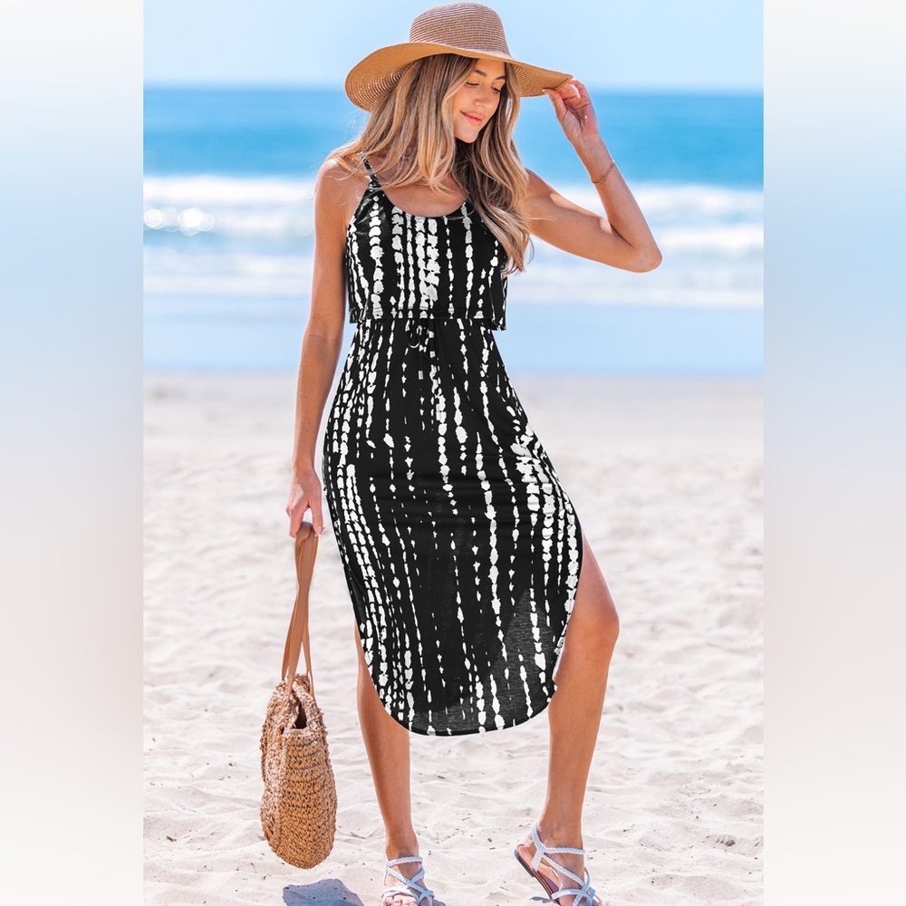NWT XL Cupshe Black Tie Dye Maxi Dress